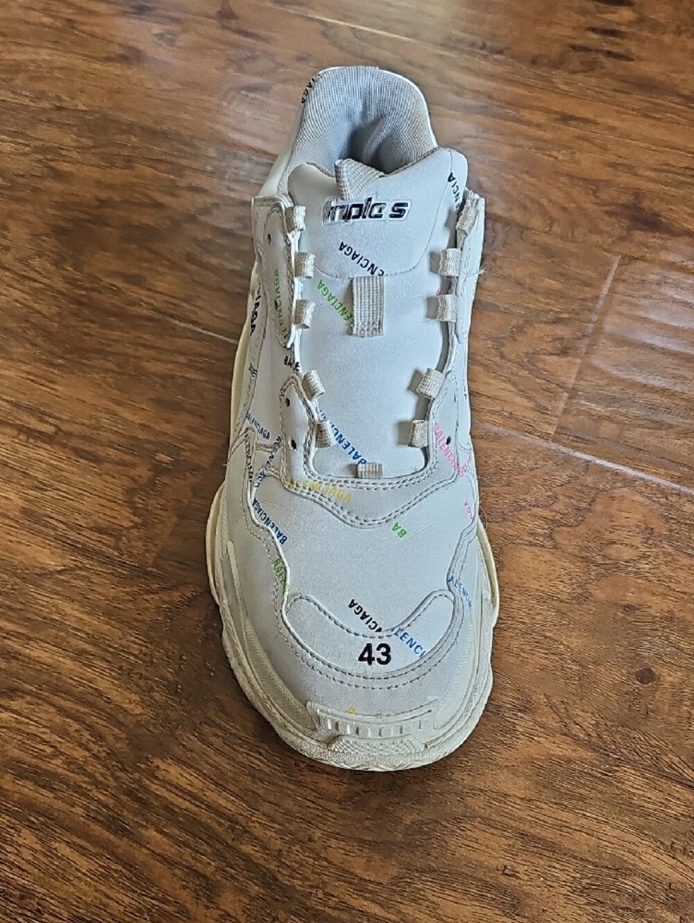 Balenciaga Triple S Sneaker 'Allover Logo - White Multi - Size 43 10US - Picture 5 of 12